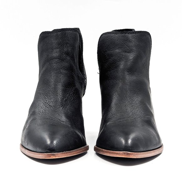 Frye Women Reina Cut Out Black Leather Western Cowboy Ankle Suede boots size 7 - Picture 2 of 12